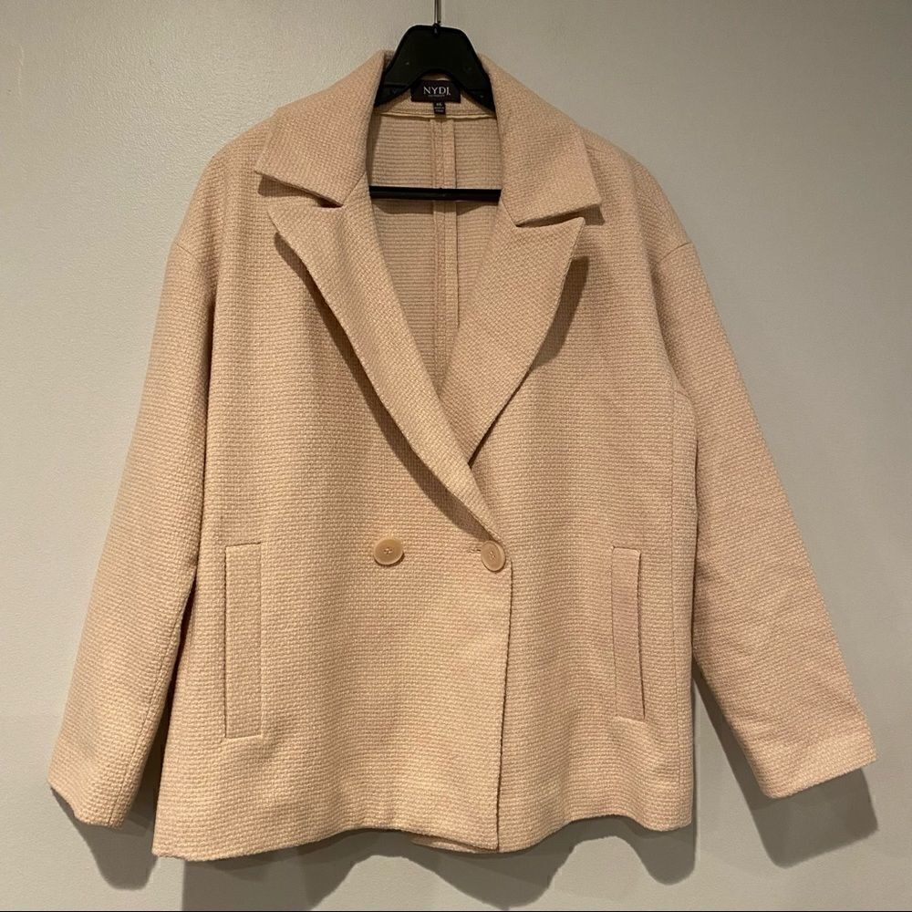 NYDJ Blush Pink Tweed Double Breasted Blazer Size XS